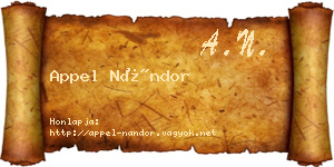 Appel Nándor névjegykártya